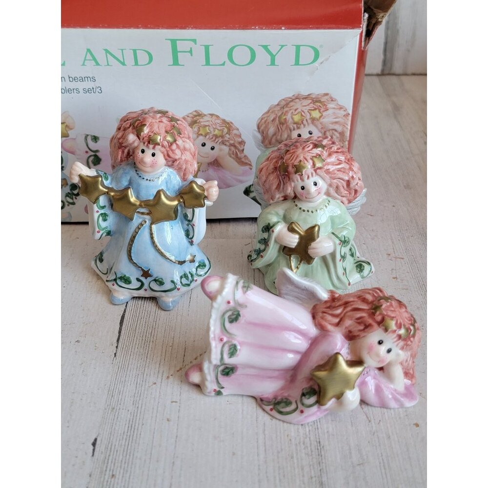 Fitz Floyd moon beams Angel‎ ceramic vintage xmas home decor set